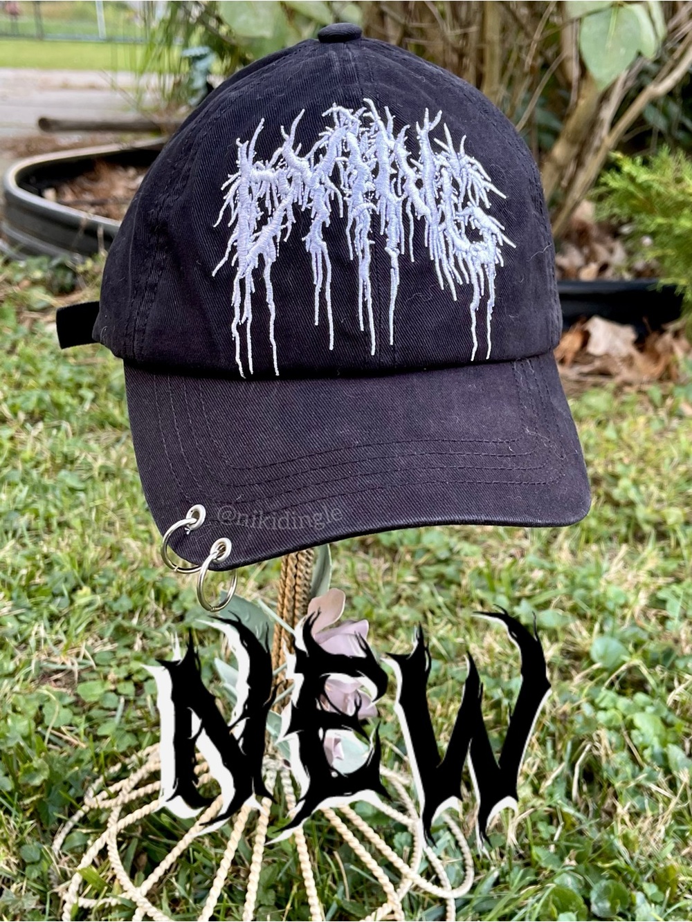 NEW Dolls Kill Widow Dying Embroidered Pierced Hoo Baseball Cap Trucker Dad
